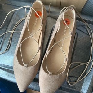 Beige Chinese Laundry Wrap Flats
